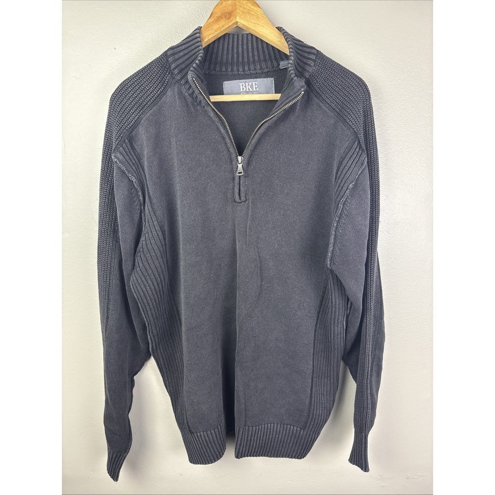 Buckle BKE Men's Black Gray 1/4 Zip Mock Neck Long Sleeve Sweater Sweatshirt XL‎